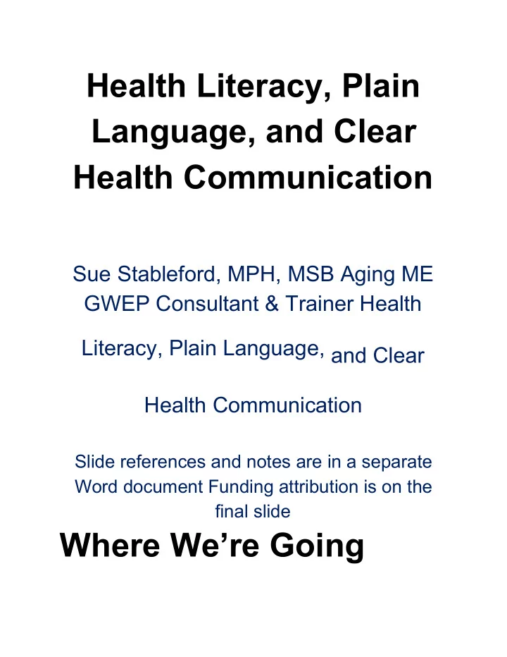 health literacy plain language and clear health