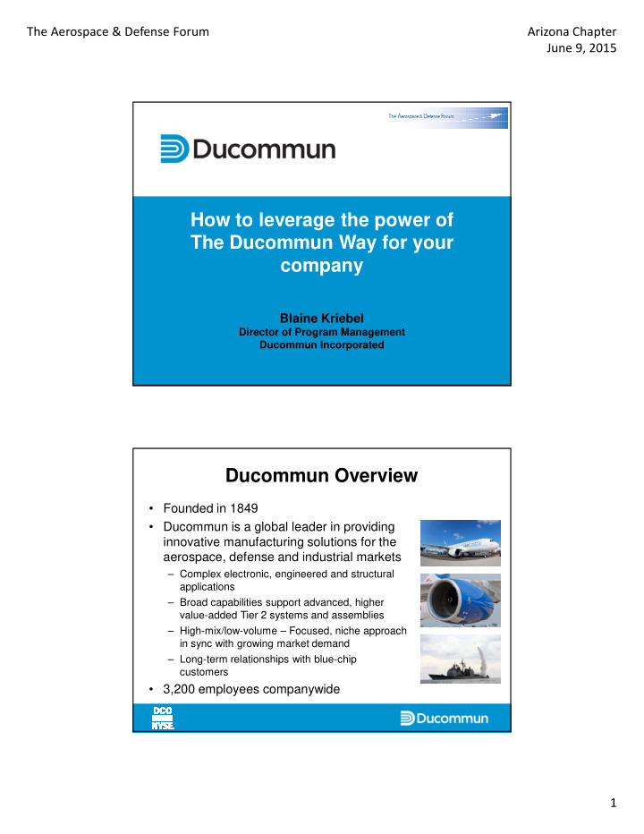 how to leverage the power of the ducommun way for your