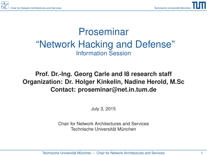 proseminar network hacking and defense
