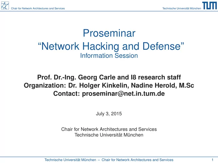 proseminar network hacking and defense