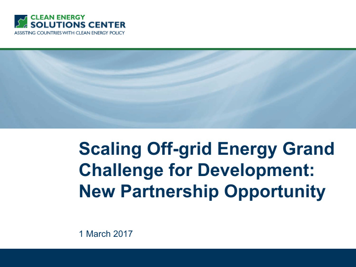scaling off grid energy grand challenge for development