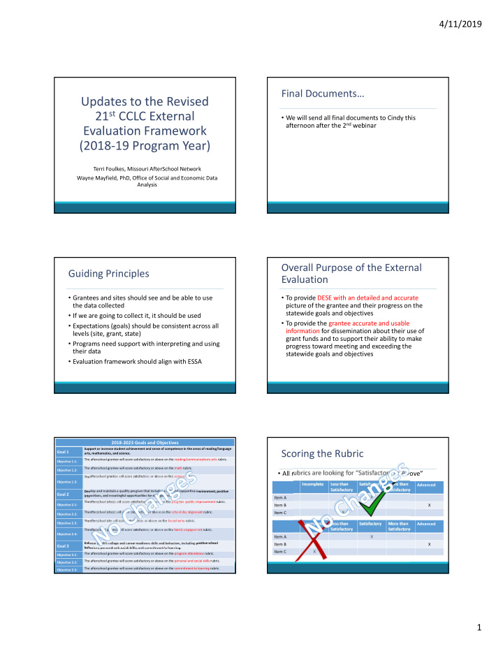 updates to the revised 21 st cclc external