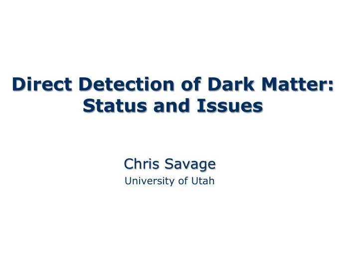 direct detection of dark matter