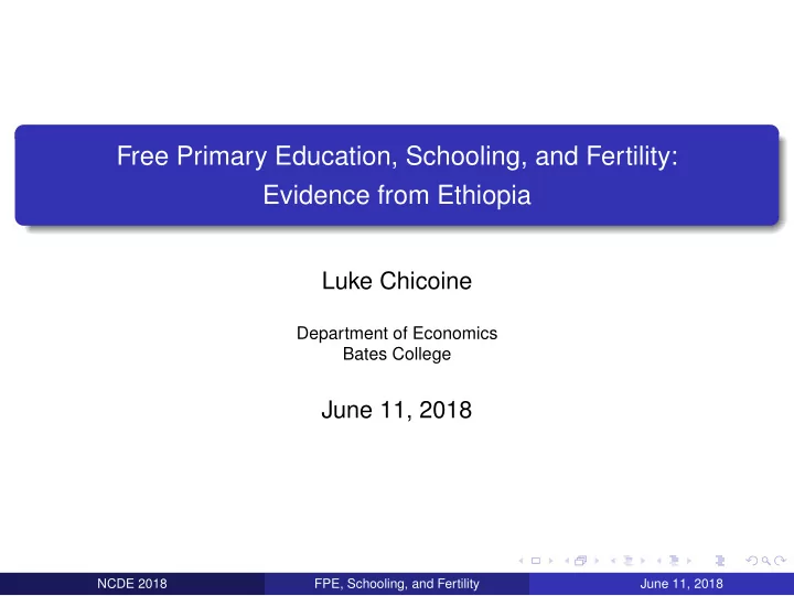 free primary education schooling and fertility evidence