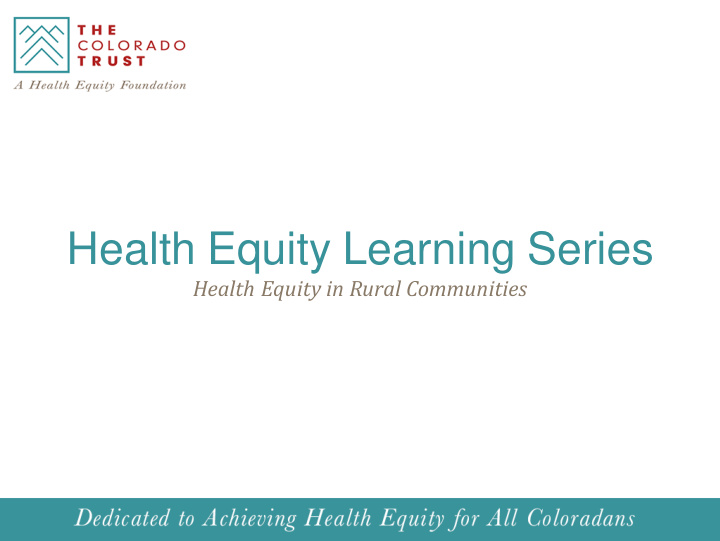 health equity learning series