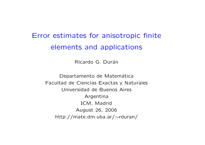error estimates for anisotropic finite elements and
