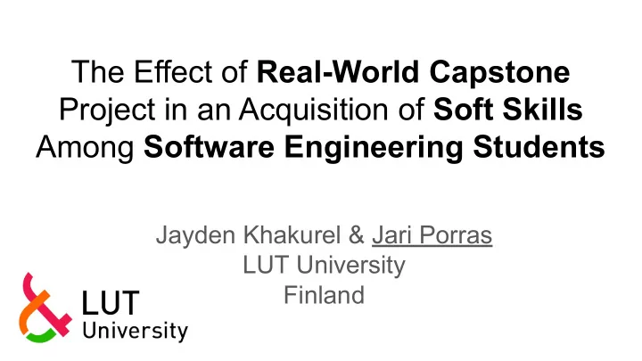 the effect of real world capstone project in an