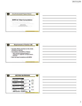 2017/11/02  Army Environmental Program Division  SHPO &amp; Tribal Consultation  Kathleen