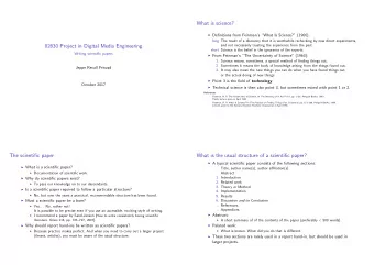 What is science?  Definitions from Feinmans What Is Science? (1966):  long The result