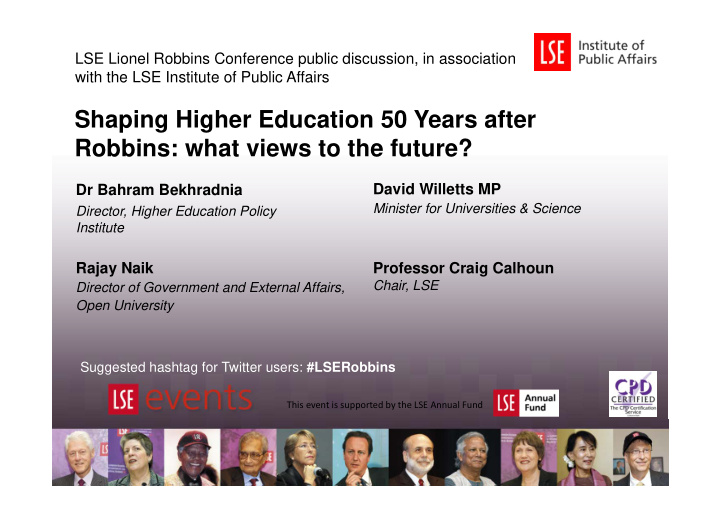 shaping higher education 50 years after robbins what