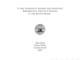 A new statistical method for detecting  Differential Item Functioning  in the Rasch-Model  Julia