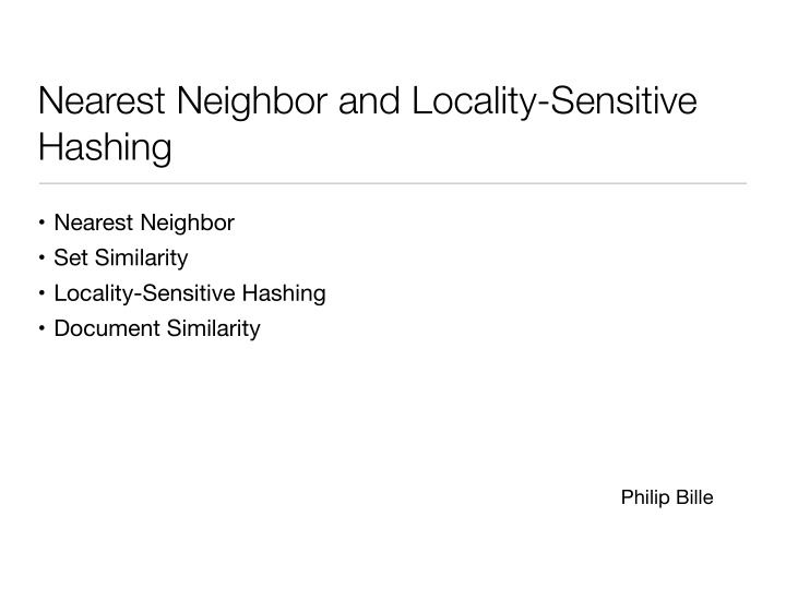 nearest neighbor and locality sensitive hashing