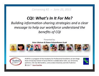CQI:  Whats  In  It  For  Me?   Building  informa.on-sharing
