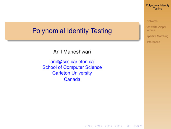 polynomial identity testing