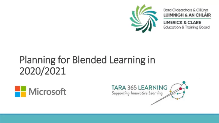 planning for blended learning in