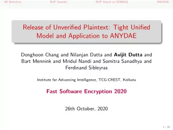 Release of Unverified Plaintext: Tight Unified  Model and Application to ANYDAE Donghoon Chang and