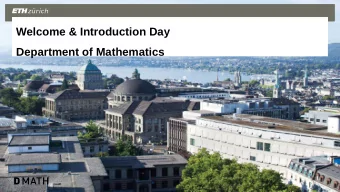 Welcome &amp; Introduction Day  Department of Mathematics  Programme  Welcome words  Dr. Andreas