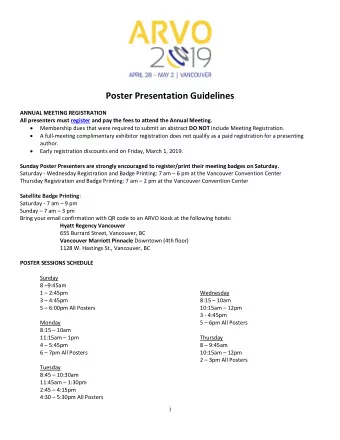 Poster Presentation Guidelines  ANNUAL MEETING REGISTRATION  All presenters must register and pay