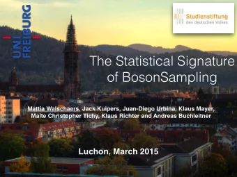 The Statistical Signature  of BosonSampling  Mattia Walschaers, Jack Kuipers, Juan-Diego Urbina,