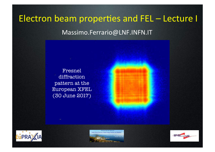 electron beam proper es and fel lecture i