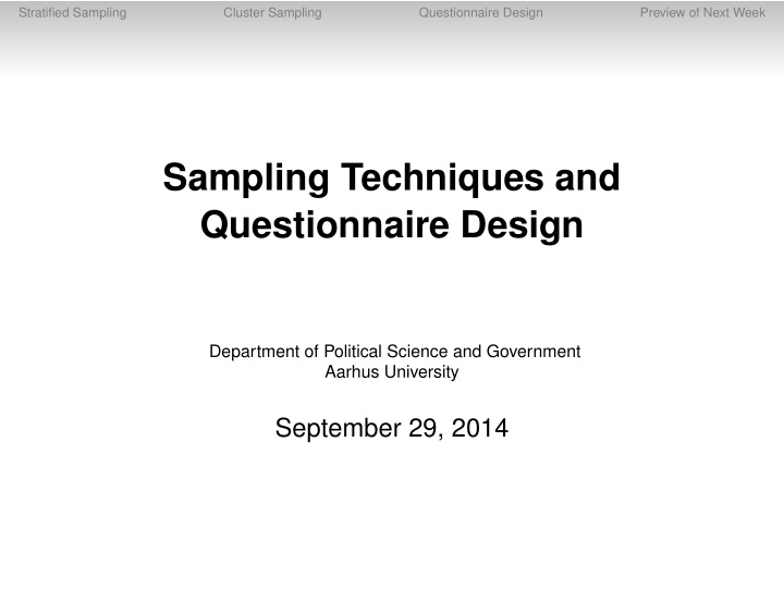 sampling techniques and questionnaire design