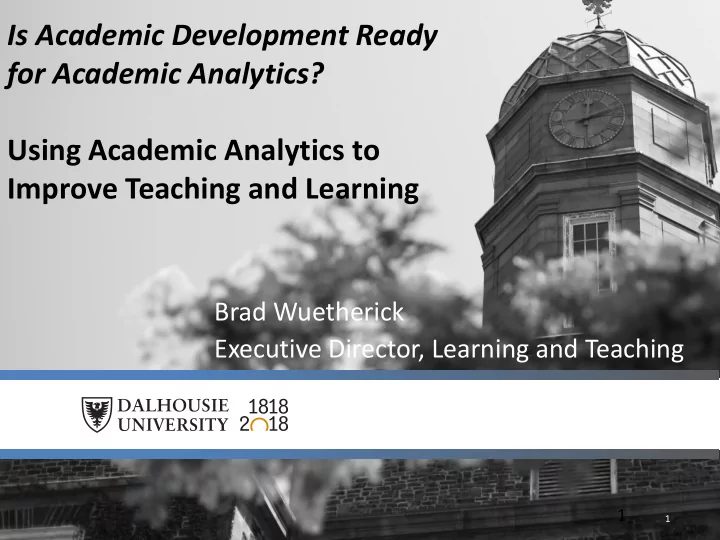 is academic development ready for academic analytics