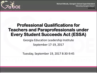 Pr  Prof  ofessional  essional Qu  Quali  lifica  ications  tions for  or  Teac  acher  hers  s and