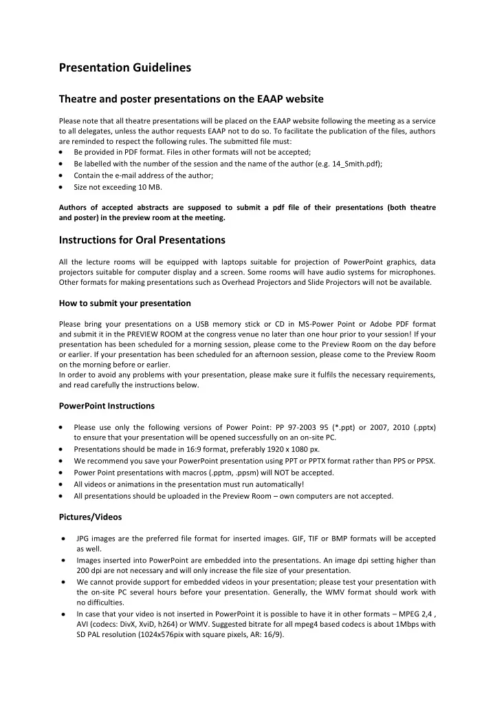 presentation guidelines