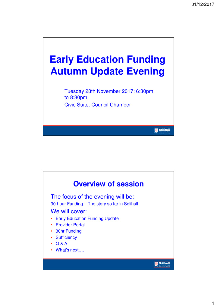 early education funding autumn update evening