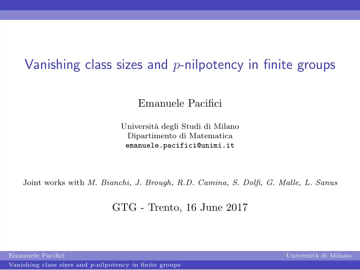 vanishing class sizes and p nilpotency in finite groups
