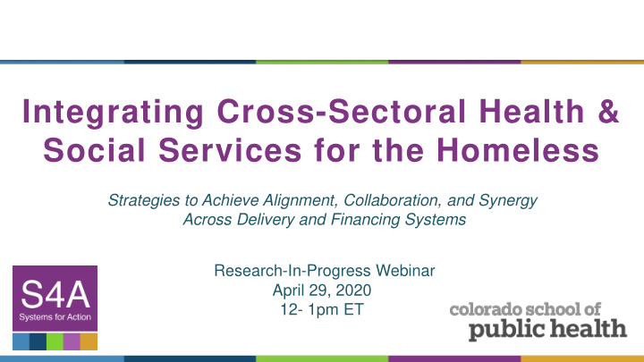 integrating cross sectoral health social services for the