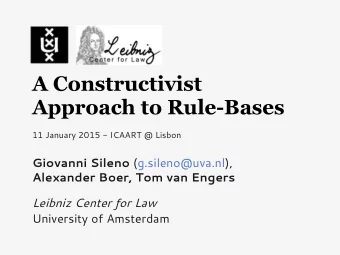 A Constructivist  Approach to Rule-Bases  11 January 2015 - ICAART @ Lisbon Giovanni Sileno