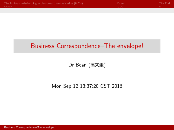 business correspondence the envelope
