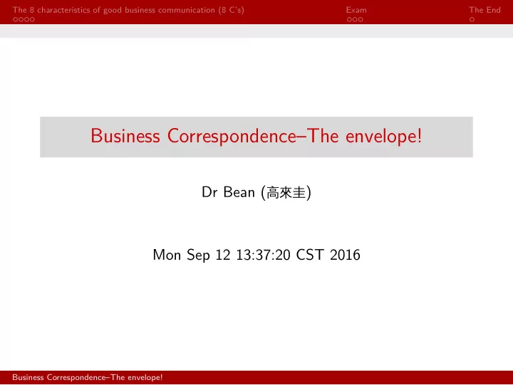 business correspondence the envelope