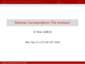 Business CorrespondenceThe envelope!  Mon Sep 12 13:37:20 CST 2016  Business