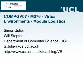 Academics:   Aim and objectives for the course   Top-level syllabus   Logistics: