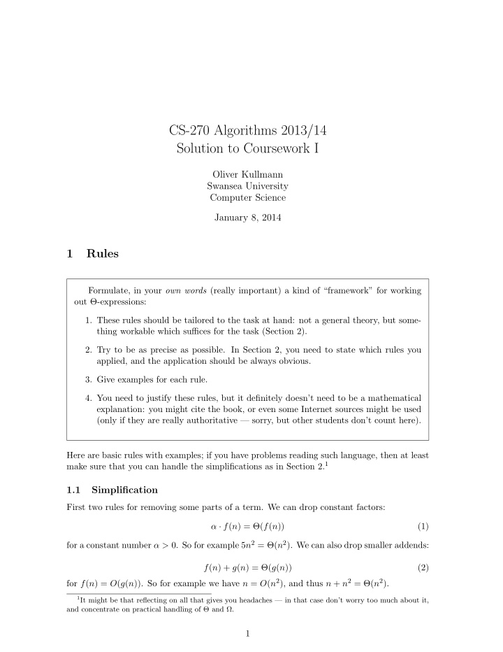 cs 270 algorithms 2013 14 solution to coursework i