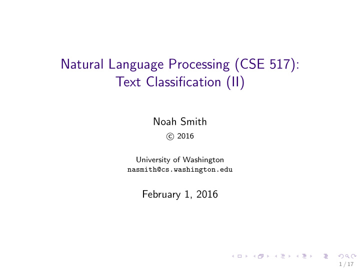 natural language processing cse 517 text classification ii