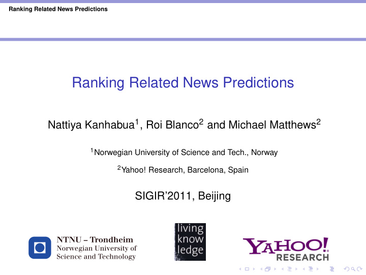 ranking related news predictions