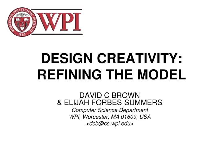 design creativity refining the model