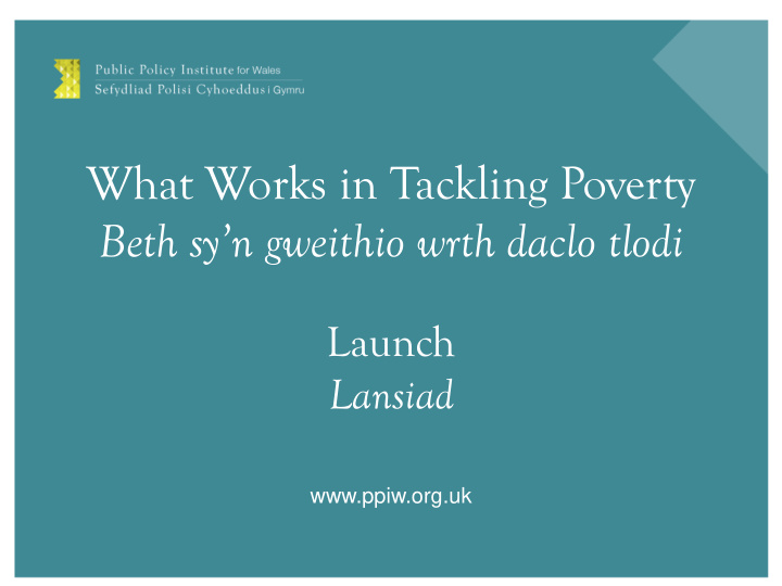 what works in tackling poverty