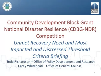 Community Development Block Grant  National Disaster Resilience (CDBG-NDR)  Competition  Unmet