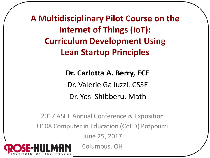 a multidisciplinary pilot course on the internet of