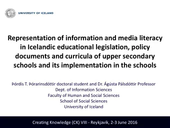 documents and curricula of upper secondary  schools and its implementation in the schools