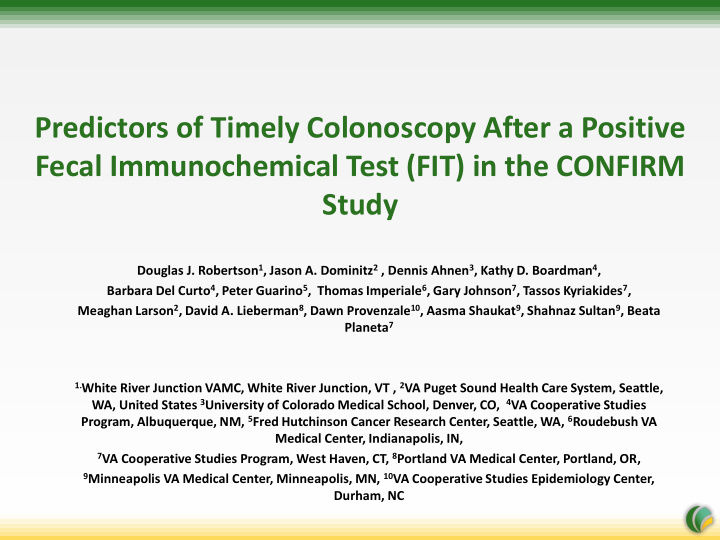 fecal immunochemical test fit in the confirm