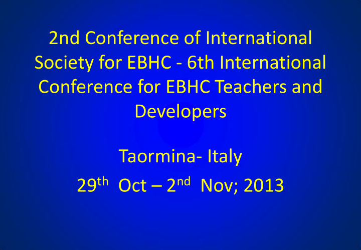 society for ebhc 6th international