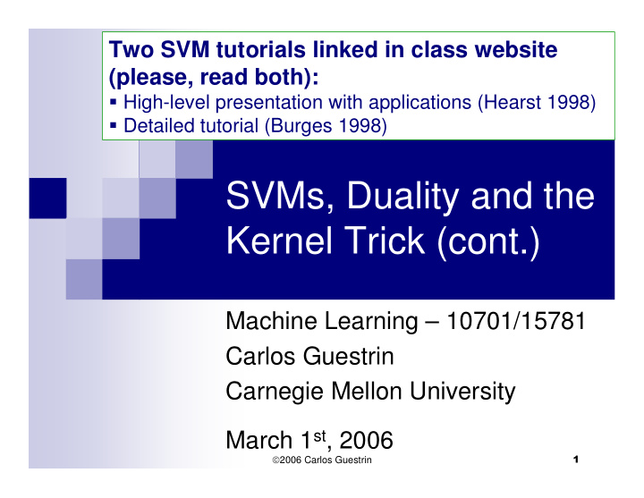 svms duality and the kernel trick cont