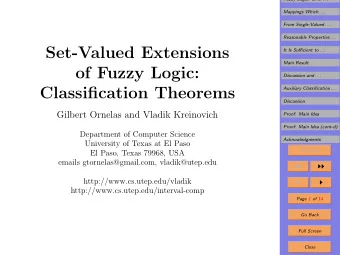 Set-Valued Extensions  It Is Sufficient to . . .  Main Result  of Fuzzy Logic:  Discussion and . .