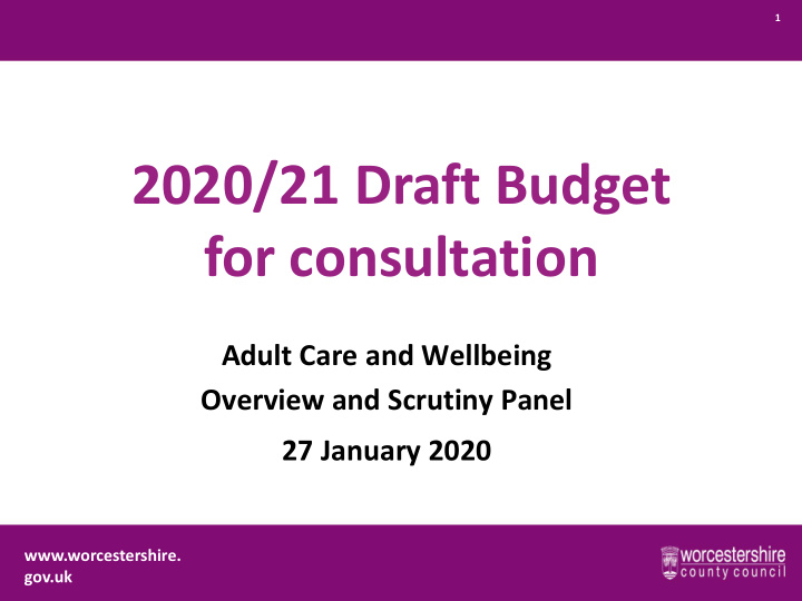 2020 21 draft budget for consultation