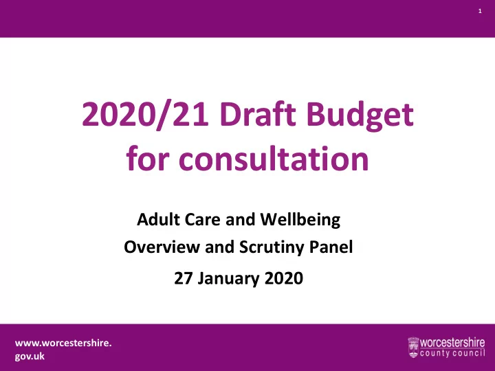 2020 21 draft budget for consultation
